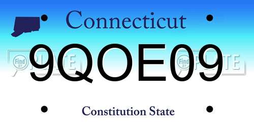 9QOE09 Connecticut License Plate