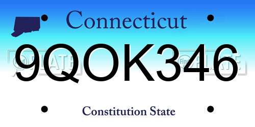 9QOK346 Connecticut License Plate