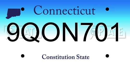 9QON701 Connecticut License Plate