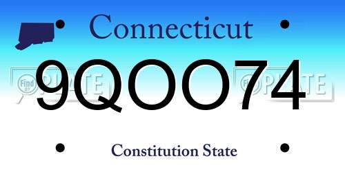 9QOO74 Connecticut License Plate