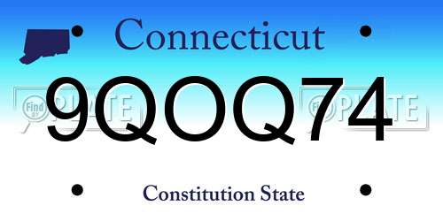 9QOQ74 Connecticut License Plate