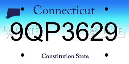 9QP3629 Connecticut License Plate