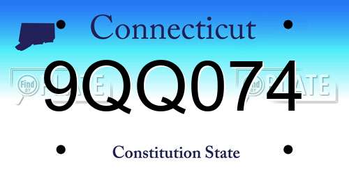 9QQ074 Connecticut License Plate