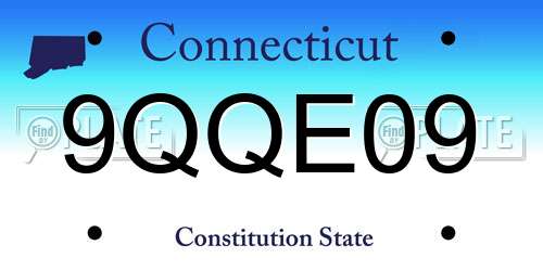 9QQE09 Connecticut License Plate