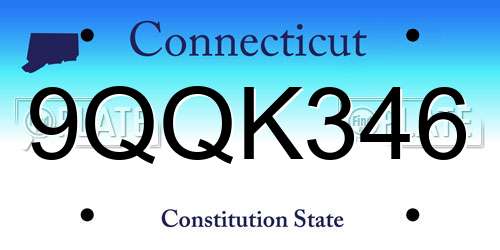 9QQK346 Connecticut License Plate