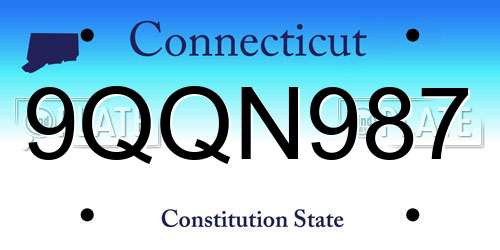 9QQN987 Connecticut License Plate