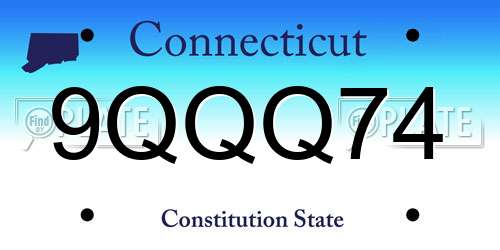9QQQ74 Connecticut License Plate