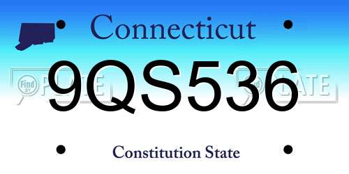 9QS536 Connecticut License Plate