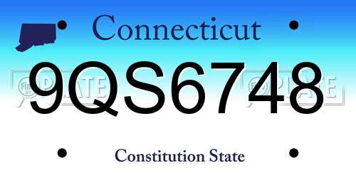9QS6748 Connecticut License Plate