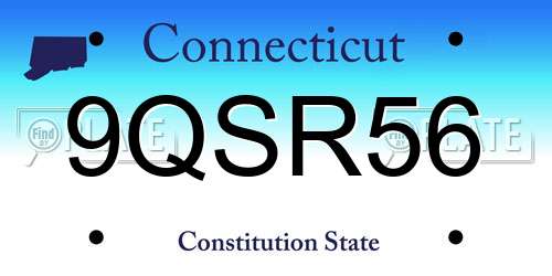 9QSR56 Connecticut License Plate