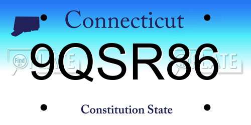 9QSR86 Connecticut License Plate