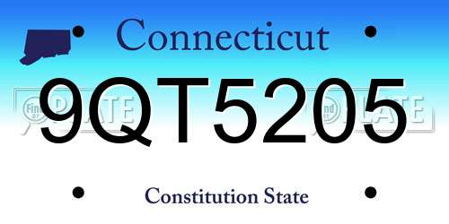 9QT5205 Connecticut License Plate