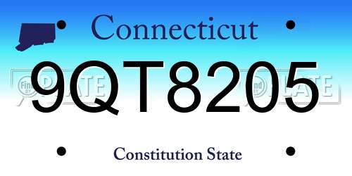 9QT8205 Connecticut License Plate