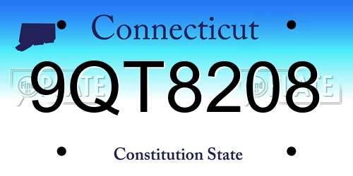 9QT8208 Connecticut License Plate