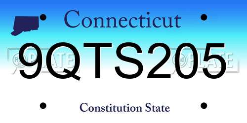 9QTS205 Connecticut License Plate