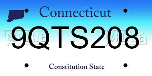 9QTS208 Connecticut License Plate