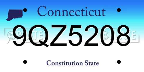 9QZ5208 Connecticut License Plate