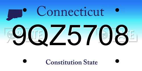 9QZ5708 Connecticut License Plate