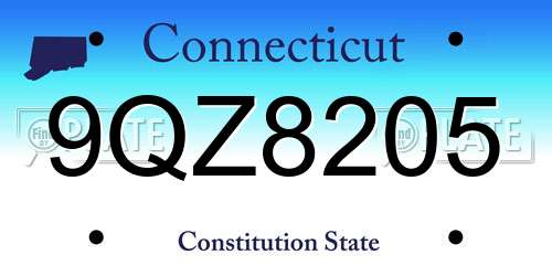 9QZ8205 Connecticut License Plate