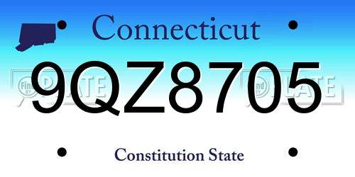 9QZ8705 Connecticut License Plate