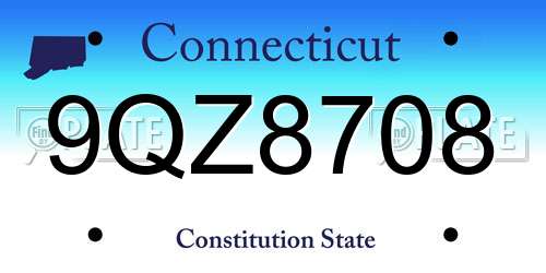 9QZ8708 Connecticut License Plate