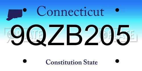 9QZB205 Connecticut License Plate