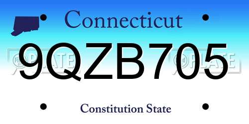 9QZB705 Connecticut License Plate