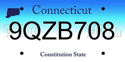 9QZB708 Connecticut License Plate