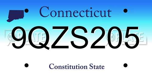 9QZS205 Connecticut License Plate