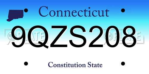 9QZS208 Connecticut License Plate