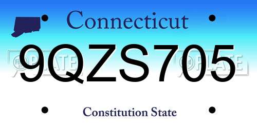 9QZS705 Connecticut License Plate