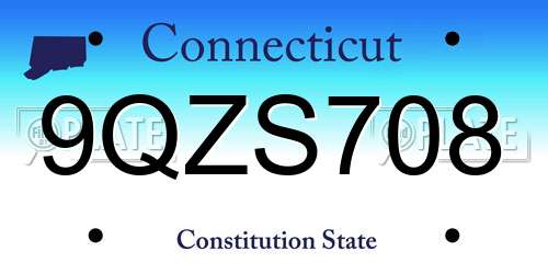 9QZS708 Connecticut License Plate