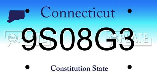 9S08G3 Connecticut License Plate