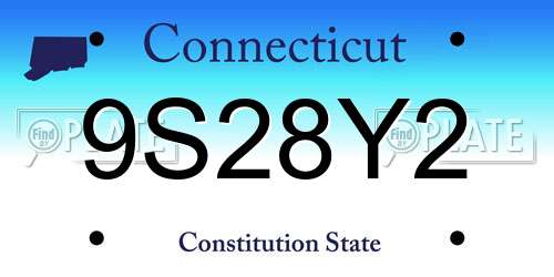 9S28Y2 Connecticut License Plate