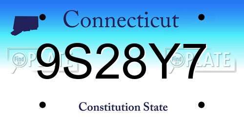 9S28Y7 Connecticut License Plate