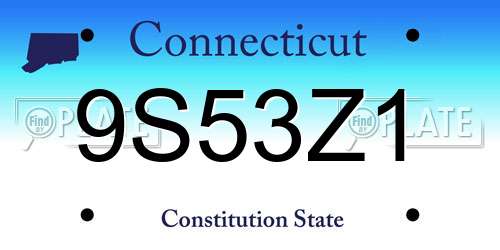 9S53Z1 Connecticut License Plate