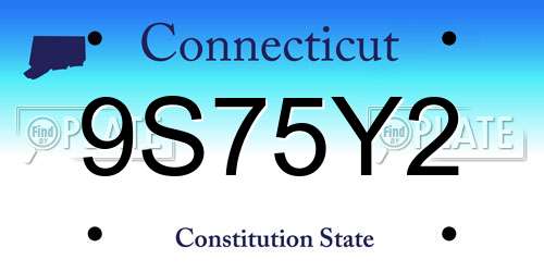 9S75Y2 Connecticut License Plate