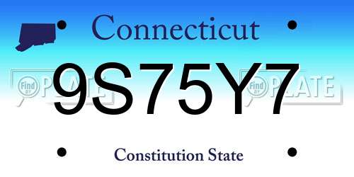 9S75Y7 Connecticut License Plate