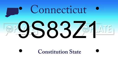 9S83Z1 Connecticut License Plate