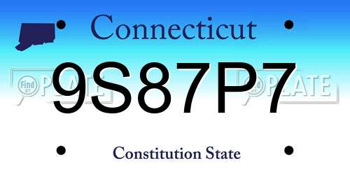 9S87P7 Connecticut License Plate