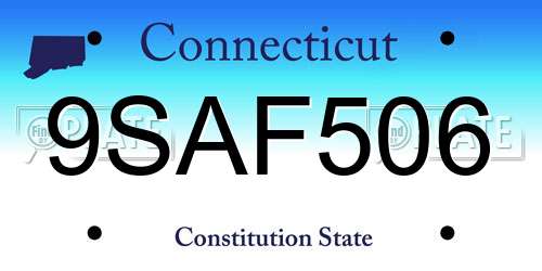 9SAF506 Connecticut License Plate