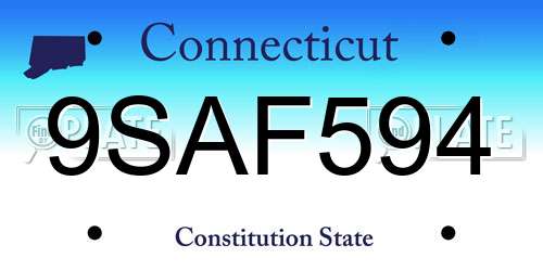9SAF594 Connecticut License Plate
