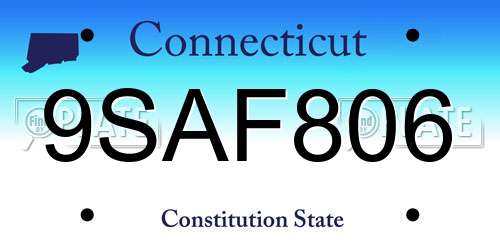 9SAF806 Connecticut License Plate