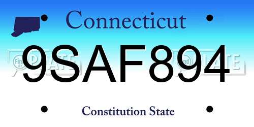 9SAF894 Connecticut License Plate