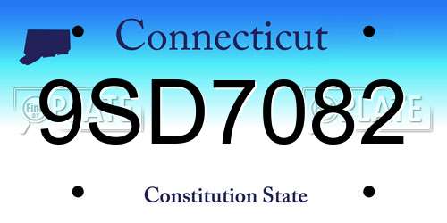 9SD7082 Connecticut License Plate
