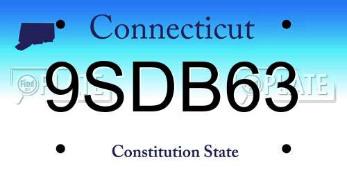 9SDB63 Connecticut License Plate