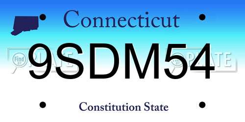 9SDM54 Connecticut License Plate