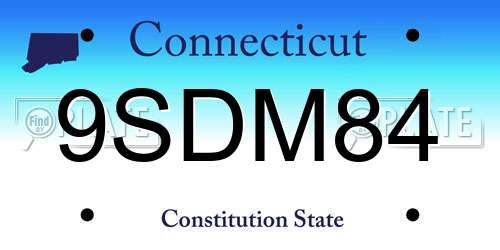 9SDM84 Connecticut License Plate