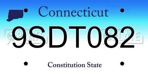 9SDT082 Connecticut License Plate