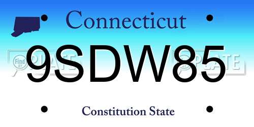 9SDW85 Connecticut License Plate